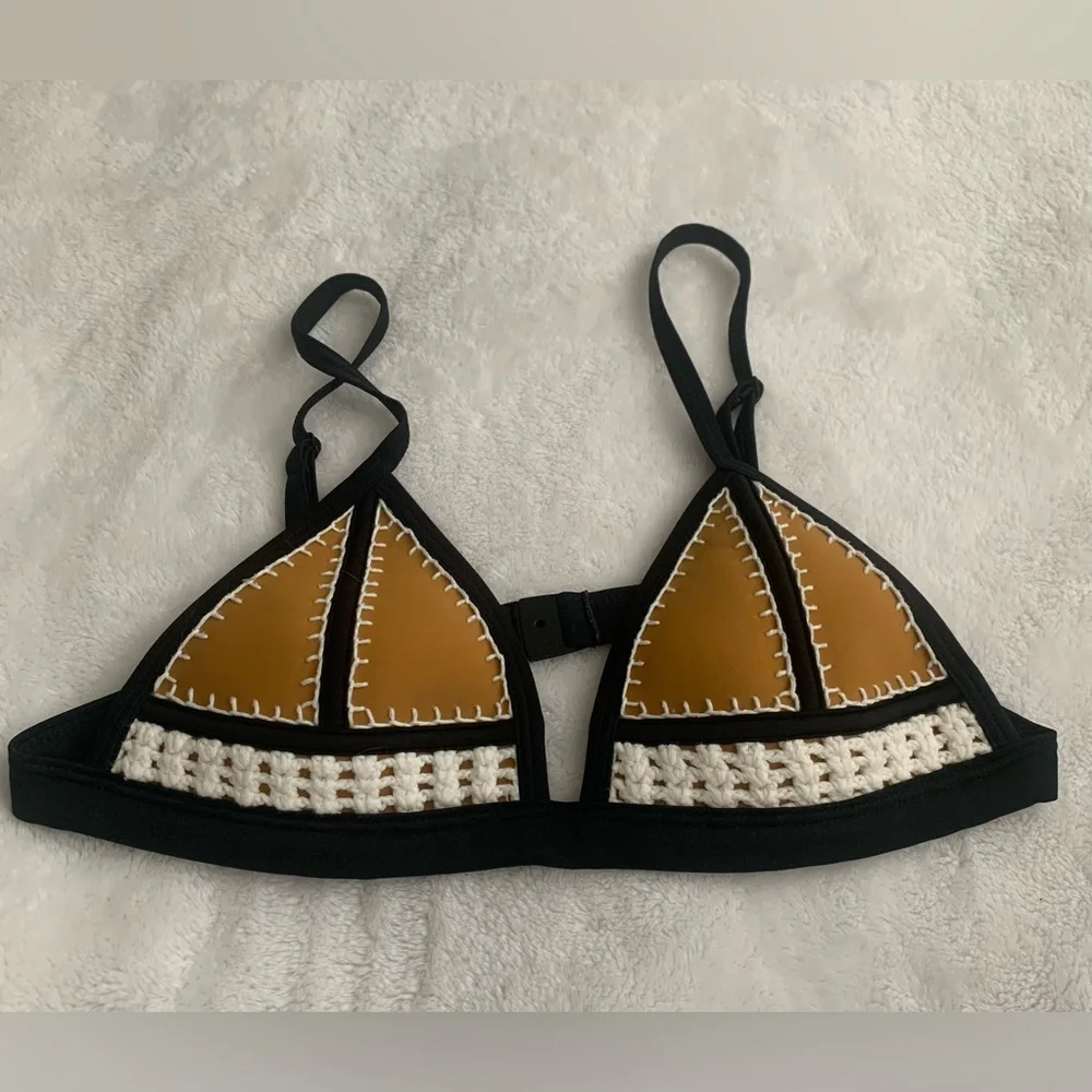 TRIANGL FARRAH BROWN SUGAR 5 Triangle Swim Top Size Small NWOT